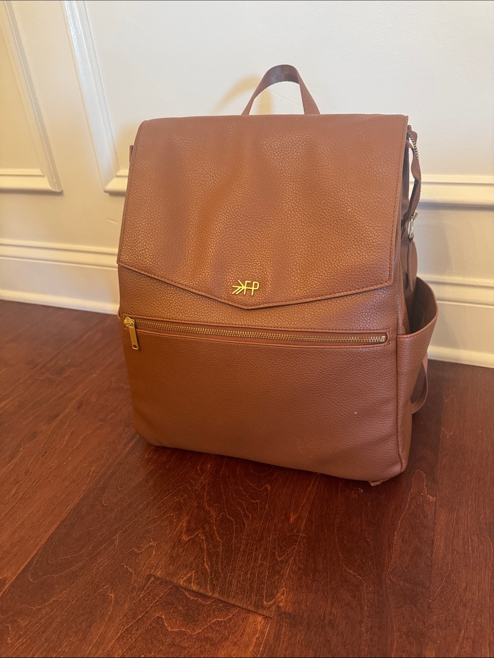 Freshly Picked Cognac Brown Leather Classic Backpack Diaper Bag